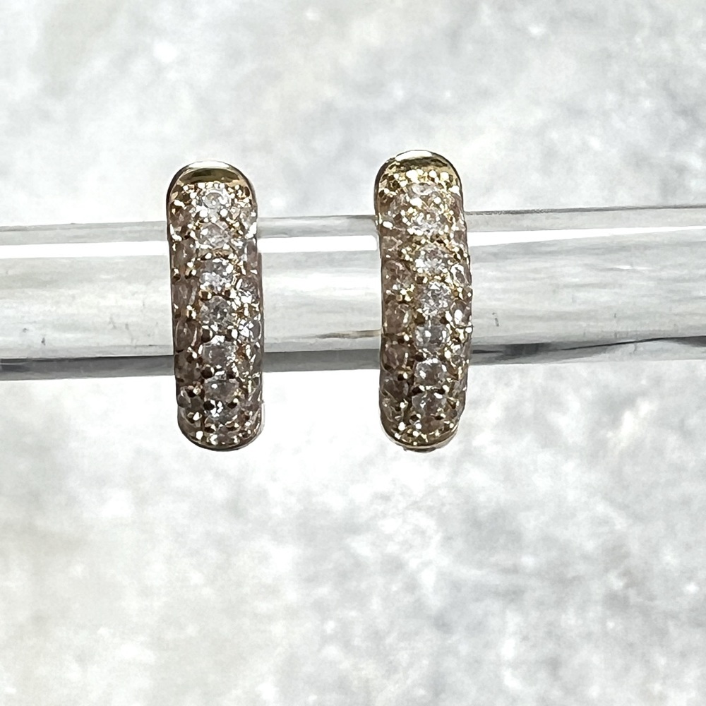 Crystal Gold Hoop Huggy Earrings
